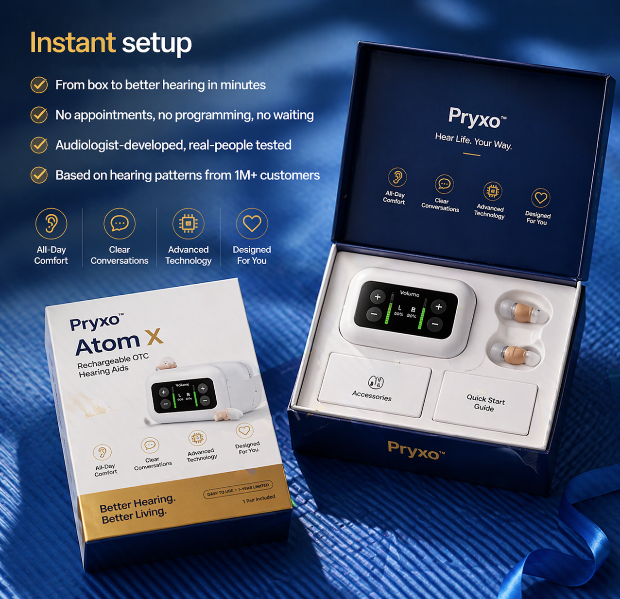 Pryxo Atom X PRO— Invisible + AI Noise Reduction